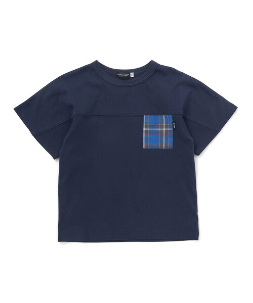BeBe(ベベ)の「【お揃い】【神戸タータン×BeBe】チェックポケットバックロゴ半袖Tシャツ(90~150cm)(Tシャツ/カットソー・キッズ・ネイビー・140cm/130cm/150cm)」の9枚目の写真