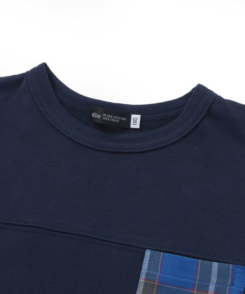 BeBe(ベベ)の「【お揃い】【神戸タータン×BeBe】チェックポケットバックロゴ半袖Tシャツ(90~150cm)(Tシャツ/カットソー・キッズ・ネイビー・140cm/130cm/150cm)」の11枚目の写真