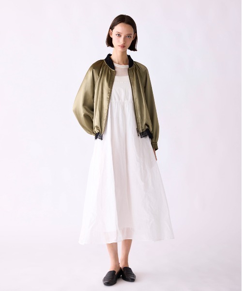 Marilyn Moon（マリリンムーン）の「eyelash lace satin reversible blouson（ブルゾン・レディース・オフホワイト/スミクロ/オリーブ・FREE）」の7枚目の写真