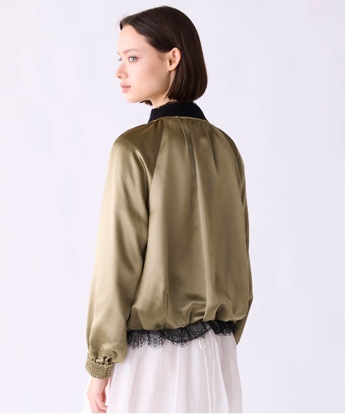 Marilyn Moon（マリリンムーン）の「eyelash lace satin reversible blouson（ブルゾン・レディース・オフホワイト/スミクロ/オリーブ・FREE）」の9枚目の写真