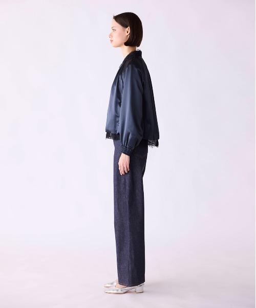 Marilyn Moon（マリリンムーン）の「eyelash lace satin reversible blouson（ブルゾン・レディース・オフホワイト/スミクロ/オリーブ・FREE）」の15枚目の写真