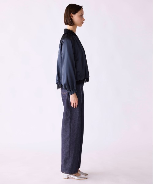 Marilyn Moon（マリリンムーン）の「eyelash lace satin reversible blouson（ブルゾン・レディース・オフホワイト/スミクロ/オリーブ・FREE）」の16枚目の写真