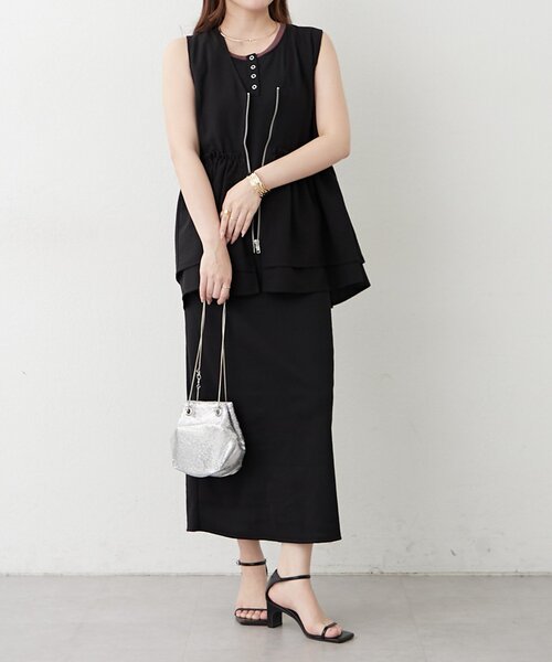 continuer de NICE CLAUP（コンティニューデナイスクラップ）の「【カップ付き♪】配色ヘンリータンクワンピ（ワンピース・レディース・カーキ/ブラウン/ブラック・FREE）」の4枚目の写真