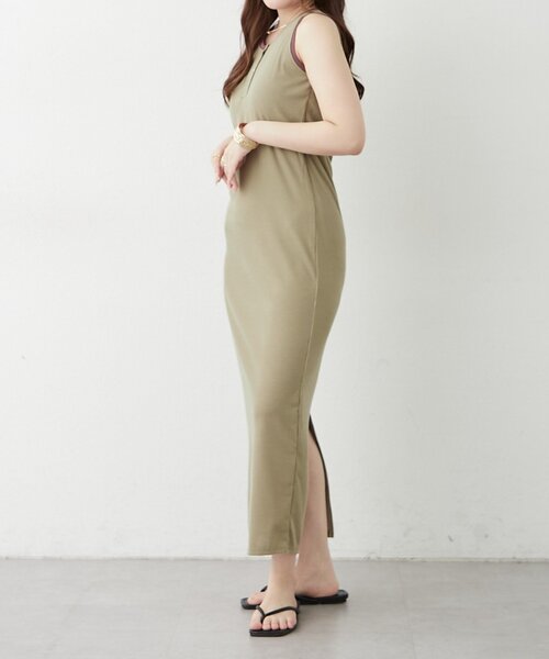continuer de NICE CLAUP（コンティニューデナイスクラップ）の「【カップ付き♪】配色ヘンリータンクワンピ（ワンピース・レディース・カーキ/ブラウン/ブラック・FREE）」の19枚目の写真