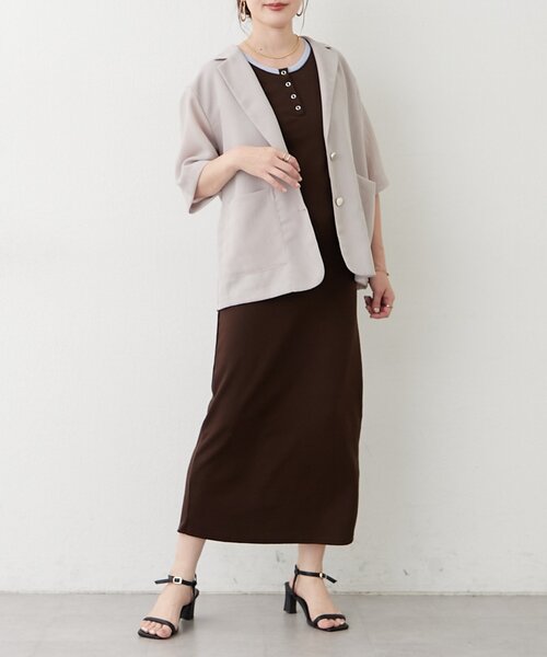 continuer de NICE CLAUP（コンティニューデナイスクラップ）の「【カップ付き♪】配色ヘンリータンクワンピ（ワンピース・レディース・カーキ/ブラウン/ブラック・FREE）」の22枚目の写真