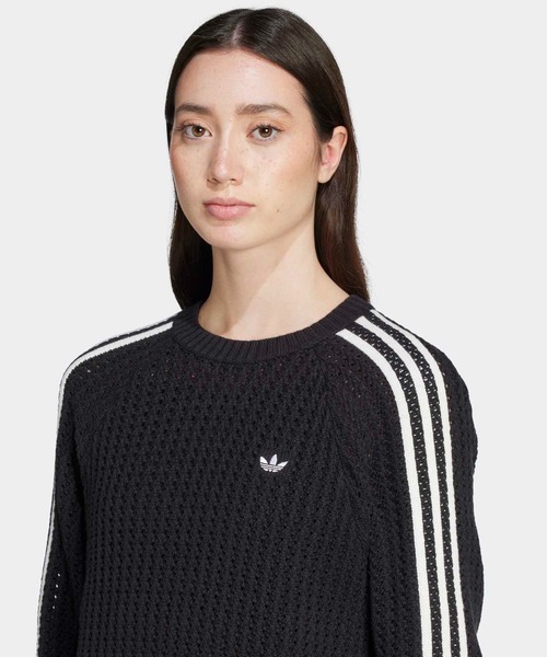 adidas(アディダス)の「アディカラー ニット クルーネックセーター / アディダスオリジナルス adidas Originals(スウェット・レディース・ブラック・XX-LARGE/3XL/LARGE/MEDIUM/SMALL/X-LARGE/X-SMALL)」の3枚目の写真
