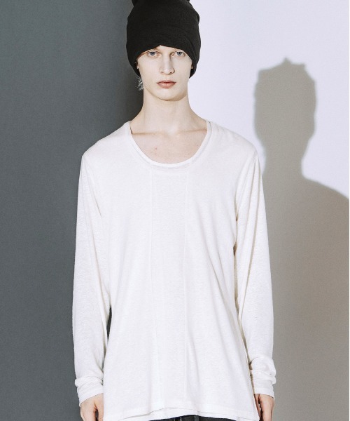 NO ID.(ノーアイディ)の「【NO ID.】Drawstrings U/N Pullover / ドローストリングス Uネック プルオーバー(Tシャツ/カットソー・メンズ・ブラック/グレー/ホワイト・ONE SIZE)」の1枚目の写真