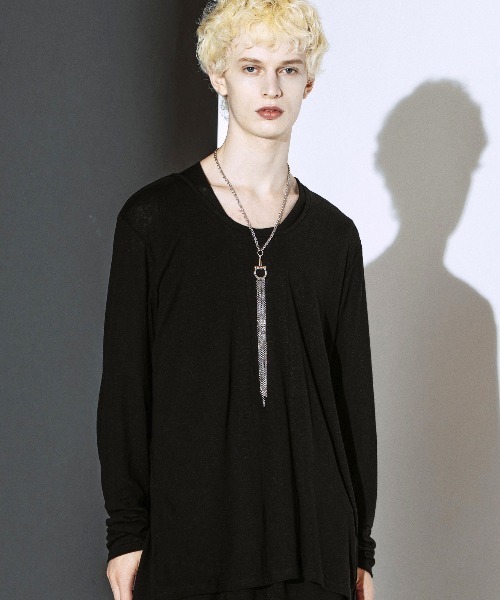 NO ID.(ノーアイディ)の「【NO ID.】Drawstrings U/N Pullover / ドローストリングス Uネック プルオーバー(Tシャツ/カットソー・メンズ・ブラック/グレー/ホワイト・ONE SIZE)」の2枚目の写真