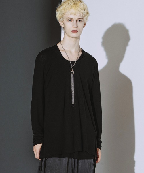NO ID.(ノーアイディ)の「【NO ID.】Drawstrings U/N Pullover / ドローストリングス Uネック プルオーバー(Tシャツ/カットソー・メンズ・ブラック/グレー/ホワイト・ONE SIZE)」の16枚目の写真