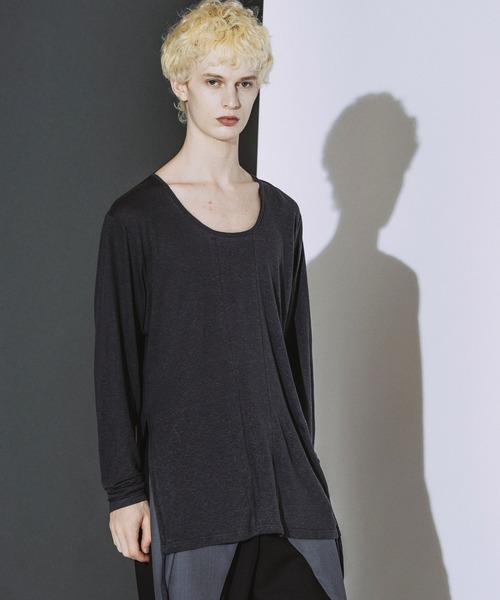 NO ID.(ノーアイディ)の「【NO ID.】Drawstrings U/N Pullover / ドローストリングス Uネック プルオーバー(Tシャツ/カットソー・メンズ・ブラック/グレー/ホワイト・ONE SIZE)」の22枚目の写真