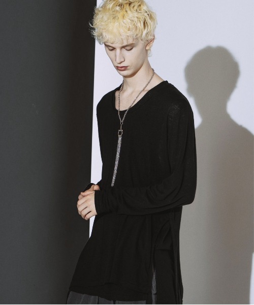 NO ID.(ノーアイディ)の「【NO ID.】Drawstrings U/N Pullover / ドローストリングス Uネック プルオーバー(Tシャツ/カットソー・メンズ・ブラック/グレー/ホワイト・ONE SIZE)」の4枚目の写真