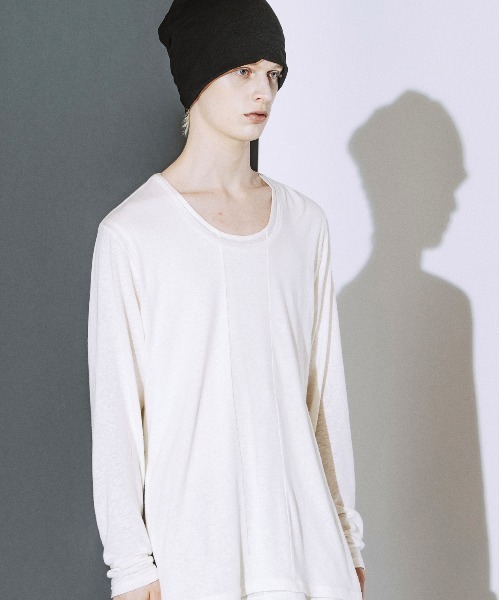 NO ID.(ノーアイディ)の「【NO ID.】Drawstrings U/N Pullover / ドローストリングス Uネック プルオーバー(Tシャツ/カットソー・メンズ・ブラック/グレー/ホワイト・ONE SIZE)」の7枚目の写真
