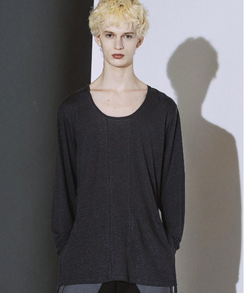 NO ID.(ノーアイディ)の「【NO ID.】Drawstrings U/N Pullover / ドローストリングス Uネック プルオーバー(Tシャツ/カットソー・メンズ・ブラック/グレー/ホワイト・ONE SIZE)」の8枚目の写真