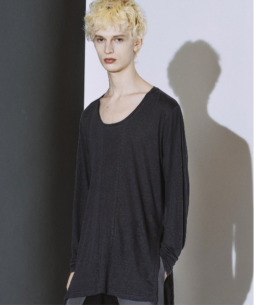NO ID.(ノーアイディ)の「【NO ID.】Drawstrings U/N Pullover / ドローストリングス Uネック プルオーバー(Tシャツ/カットソー・メンズ・ブラック/グレー/ホワイト・ONE SIZE)」の9枚目の写真