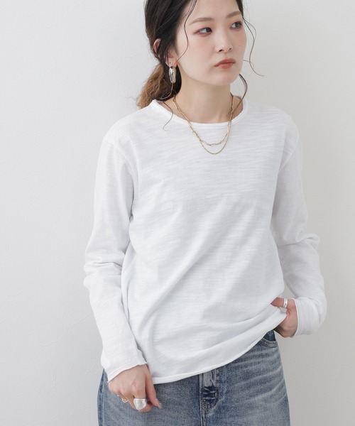FUNALIVE(ファンアライブ)の「M'LLEオリジナル 無地長袖カットソー(Tシャツ/カットソー・レディース・ホワイト/ピンク・FREE)」の5枚目の写真