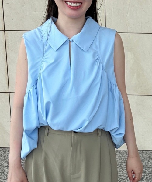 Human 2nd Occasion(ヒューマンセカンドオケージョン)の「バルーンヘム ノースリーブ ブラウス(シャツ/ブラウス・レディース・サックスブルー/オフホワイト・FREE)」の9枚目の写真