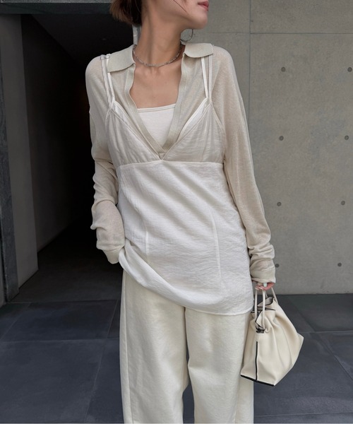 nananamoe(ナナナモエ)の「layered sheer camisole / レイヤードシアーキャミソール(キャミソール・レディース・ブラック/ライトベージュ・FREE)」の3枚目の写真