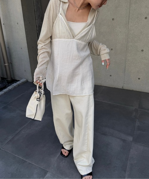 nananamoe(ナナナモエ)の「layered sheer camisole / レイヤードシアーキャミソール(キャミソール・レディース・ブラック/ライトベージュ・FREE)」の4枚目の写真