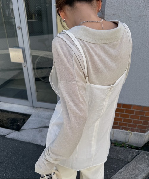 nananamoe(ナナナモエ)の「layered sheer camisole / レイヤードシアーキャミソール(キャミソール・レディース・ブラック/ライトベージュ・FREE)」の6枚目の写真