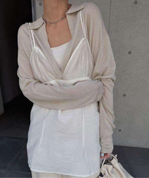 nananamoe(ナナナモエ)の「layered sheer camisole / レイヤードシアーキャミソール(キャミソール・レディース・ブラック/ライトベージュ・FREE)」の8枚目の写真