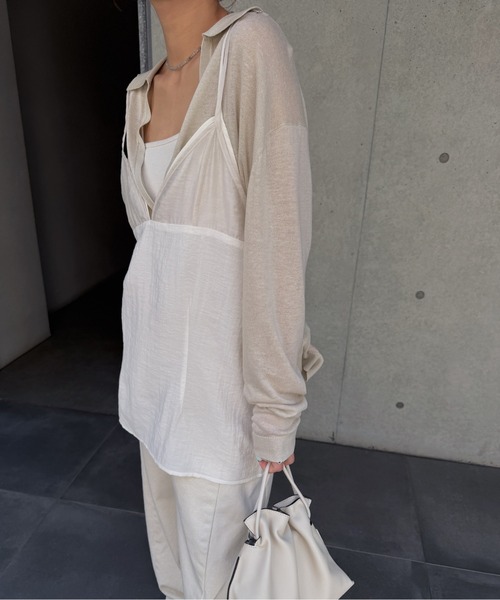 nananamoe(ナナナモエ)の「layered sheer camisole / レイヤードシアーキャミソール(キャミソール・レディース・ブラック/ライトベージュ・FREE)」の9枚目の写真