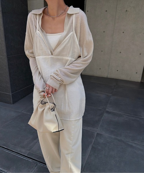 nananamoe(ナナナモエ)の「layered sheer camisole / レイヤードシアーキャミソール(キャミソール・レディース・ブラック/ライトベージュ・FREE)」の13枚目の写真