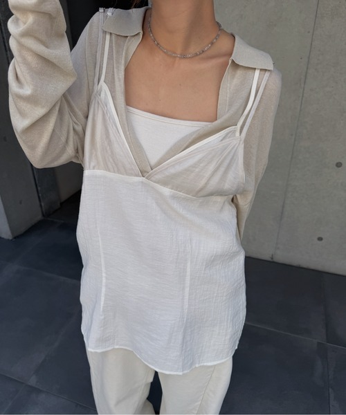 nananamoe(ナナナモエ)の「layered sheer camisole / レイヤードシアーキャミソール(キャミソール・レディース・ブラック/ライトベージュ・FREE)」の14枚目の写真