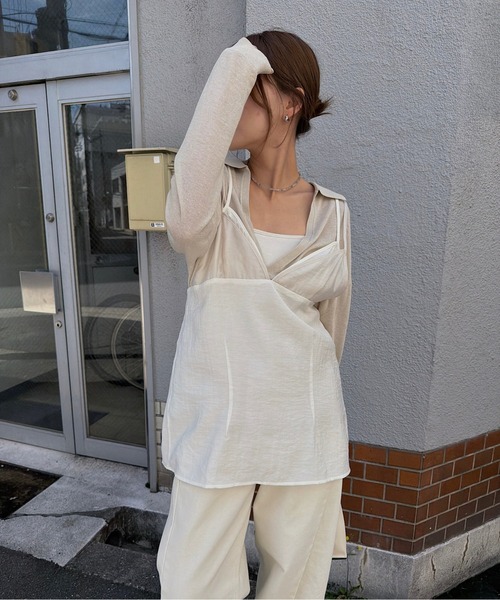 nananamoe(ナナナモエ)の「layered sheer camisole / レイヤードシアーキャミソール(キャミソール・レディース・ブラック/ライトベージュ・FREE)」の15枚目の写真