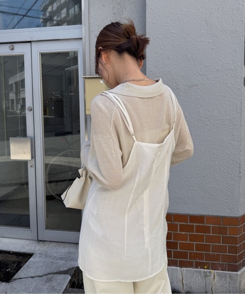 nananamoe(ナナナモエ)の「layered sheer camisole / レイヤードシアーキャミソール(キャミソール・レディース・ブラック/ライトベージュ・FREE)」の16枚目の写真