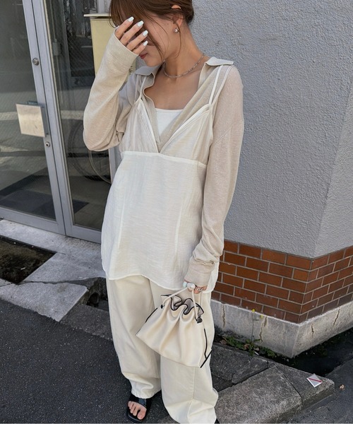 nananamoe(ナナナモエ)の「layered sheer camisole / レイヤードシアーキャミソール(キャミソール・レディース・ブラック/ライトベージュ・FREE)」の17枚目の写真