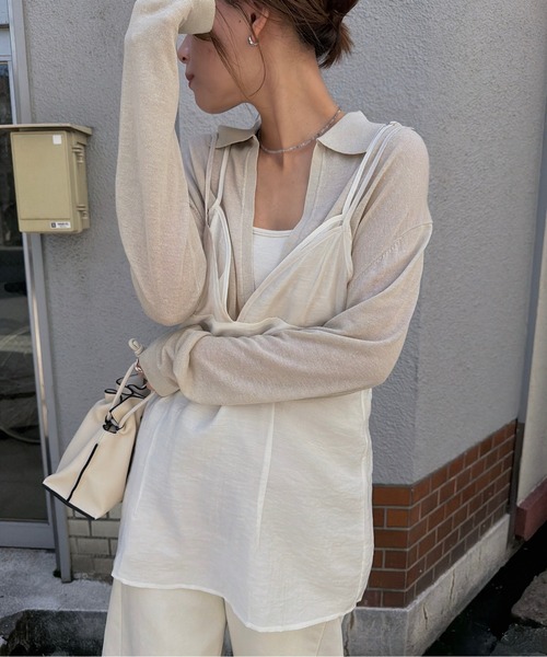 nananamoe(ナナナモエ)の「layered sheer camisole / レイヤードシアーキャミソール(キャミソール・レディース・ブラック/ライトベージュ・FREE)」の18枚目の写真