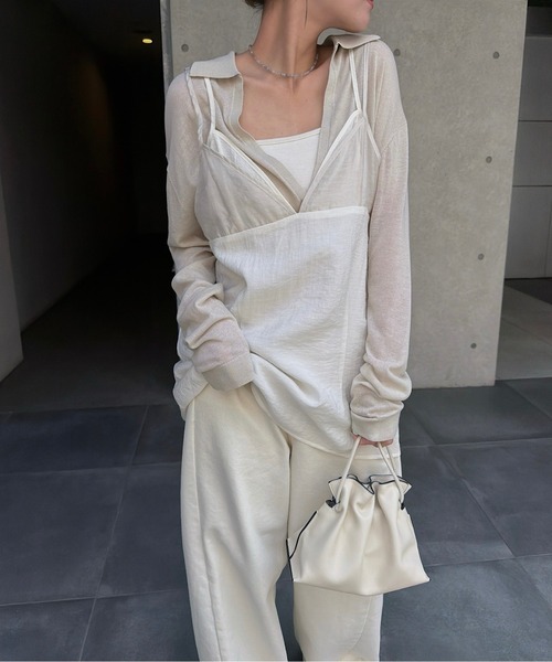nananamoe(ナナナモエ)の「layered sheer camisole / レイヤードシアーキャミソール(キャミソール・レディース・ブラック/ライトベージュ・FREE)」の20枚目の写真