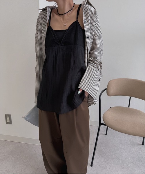 nananamoe(ナナナモエ)の「layered sheer camisole / レイヤードシアーキャミソール(キャミソール・レディース・ブラック/ライトベージュ・FREE)」の21枚目の写真