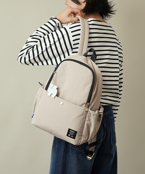 moz(モズ)の「【moz(モズ)】軽量 軽撥水 ボンディング リュックサック B5サイズ収納可 8L ZZQK-04(ショルダーバッグ・レディース・ベージュ/ブラック/オレンジ/ブルーグレー・ONE SIZE)」の4枚目の写真