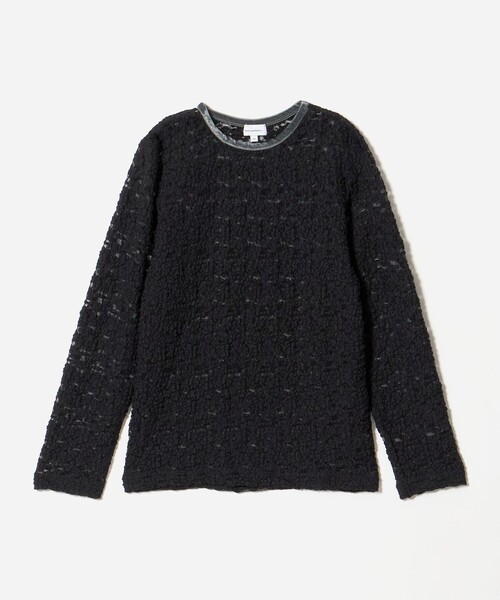 green label relaxing(グリーンレーベルリラクシング)の「フラワー ジャガード シアー トップス / キッズ 140cm-160cm(Tシャツ/カットソー・キッズ・ブラック/ナチュラル/ライトピンク・160cm/140cm/150cm)」の2枚目の写真