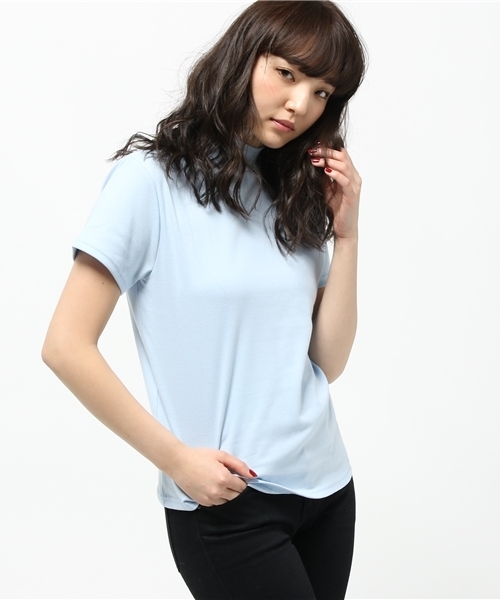 PUNYUS（プニュズ）の「ハイネックTEE（Tシャツ/カットソー・レディース・サックスブルー/ブラック/ピンク/ホワイト・1/3/2/4）」の3枚目の写真
