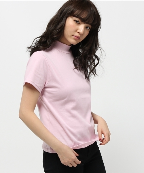 PUNYUS（プニュズ）の「ハイネックTEE（Tシャツ/カットソー・レディース・サックスブルー/ブラック/ピンク/ホワイト・1/3/2/4）」の4枚目の写真