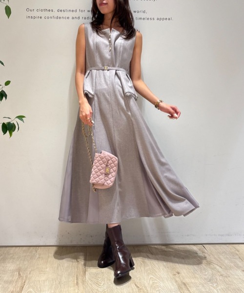 JUSGLITTY(ジャスグリッティー)の「ジレライクナローワンピース(ワンピース・レディース・ブラック/ブラウン/グレイッシュベージュ・2/1/0)」の3枚目の写真
