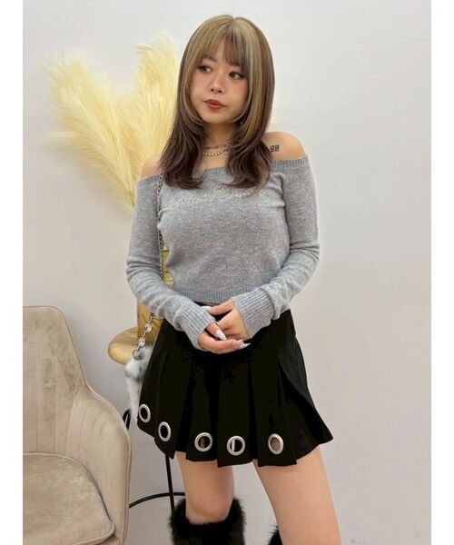 EVRIS（エヴリス）の「アイレットプリーツミニスカート（スカート・レディース・ブラック/カーキ・SMALL/MEDIUM）」の6枚目の写真