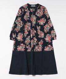 忘れな草のうさぎプリントミニ裏毛ワンピース