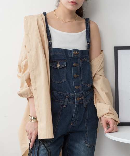 ElegChic(エレグシック)の「ゆるサロペットデニムパンツ(デニムパンツ・レディース・ブルー/ネイビー/ブラック・4L/M/XL/L/XXL)」の2枚目の写真
