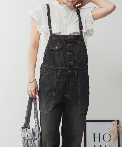 ElegChic(エレグシック)の「ゆるサロペットデニムパンツ(デニムパンツ・レディース・ブルー/ネイビー/ブラック・4L/M/XL/L/XXL)」の6枚目の写真
