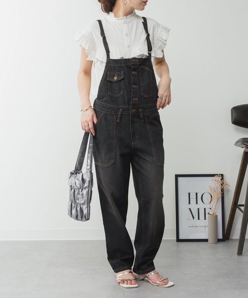 ElegChic(エレグシック)の「ゆるサロペットデニムパンツ(デニムパンツ・レディース・ブルー/ネイビー/ブラック・4L/M/XL/L/XXL)」の7枚目の写真