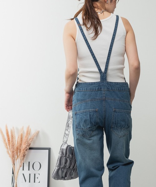 ElegChic(エレグシック)の「ゆるサロペットデニムパンツ(デニムパンツ・レディース・ブルー/ネイビー/ブラック・4L/M/XL/L/XXL)」の9枚目の写真