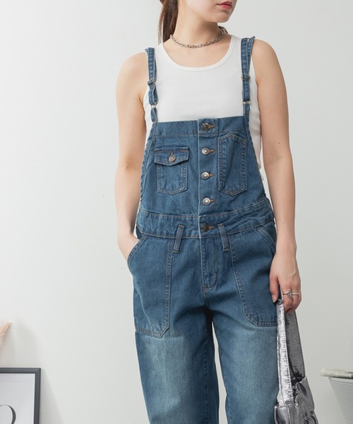 ElegChic(エレグシック)の「ゆるサロペットデニムパンツ(デニムパンツ・レディース・ブルー/ネイビー/ブラック・4L/M/XL/L/XXL)」の10枚目の写真