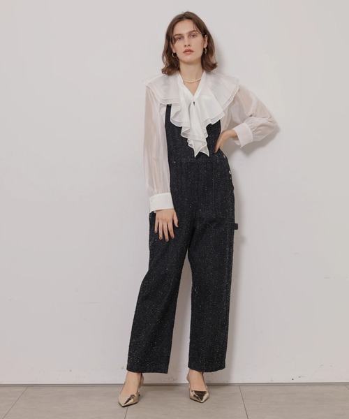 CADUNE(カデュネ)の「ニードルパンチデニムオーバーオール(その他パンツ・レディース・ブラック・38/36)」の2枚目の写真