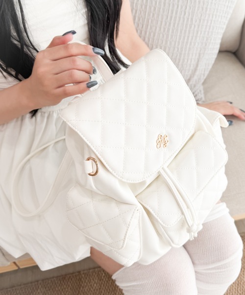 WEGO(ウィゴー)の「WEGO/メタルパーツキルティングミニリュック(バックパック/リュック・レディース・ブラック/ホワイト・FREE)」の6枚目の写真