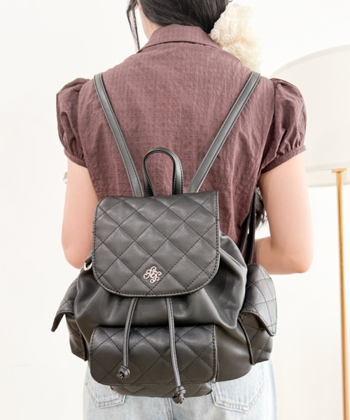 WEGO(ウィゴー)の「WEGO/メタルパーツキルティングミニリュック(バックパック/リュック・レディース・ブラック/ホワイト・FREE)」の7枚目の写真