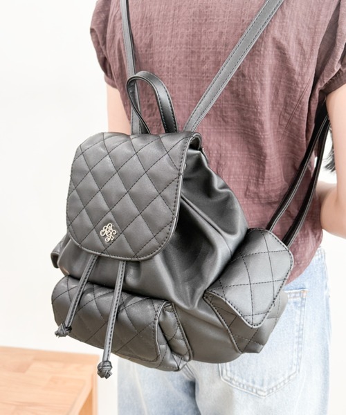 WEGO(ウィゴー)の「WEGO/メタルパーツキルティングミニリュック(バックパック/リュック・レディース・ブラック/ホワイト・FREE)」の8枚目の写真