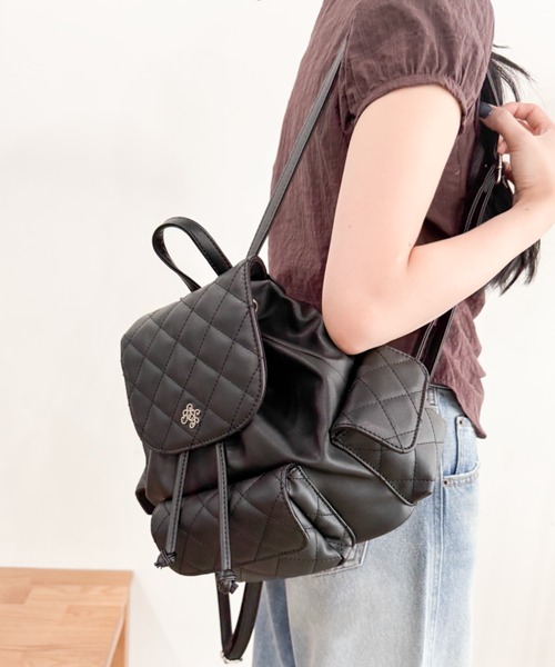 WEGO(ウィゴー)の「WEGO/メタルパーツキルティングミニリュック(バックパック/リュック・レディース・ブラック/ホワイト・FREE)」の9枚目の写真